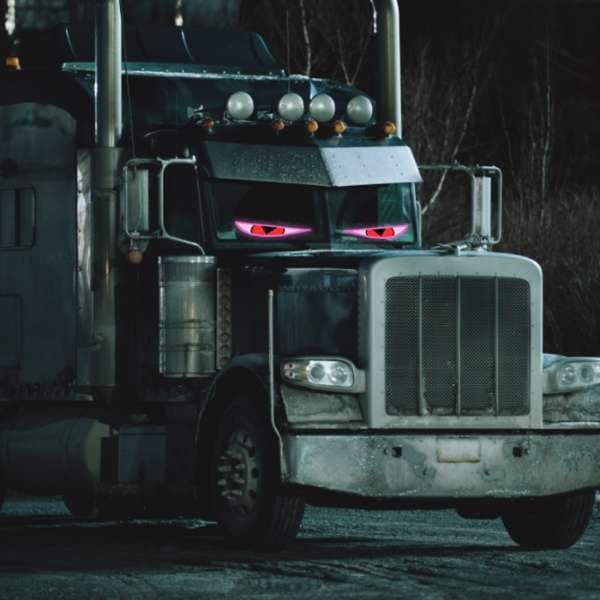 evil car with led eyes