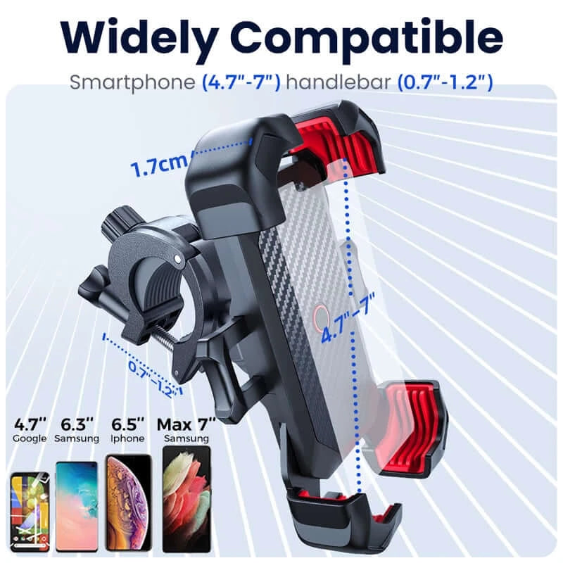 Throttle Tiger 360° Phone Holder for a Motorcycle Sizing